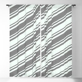 [ Thumbnail: Gray and Mint Cream Colored Lines/Stripes Pattern Blackout Curtain ]