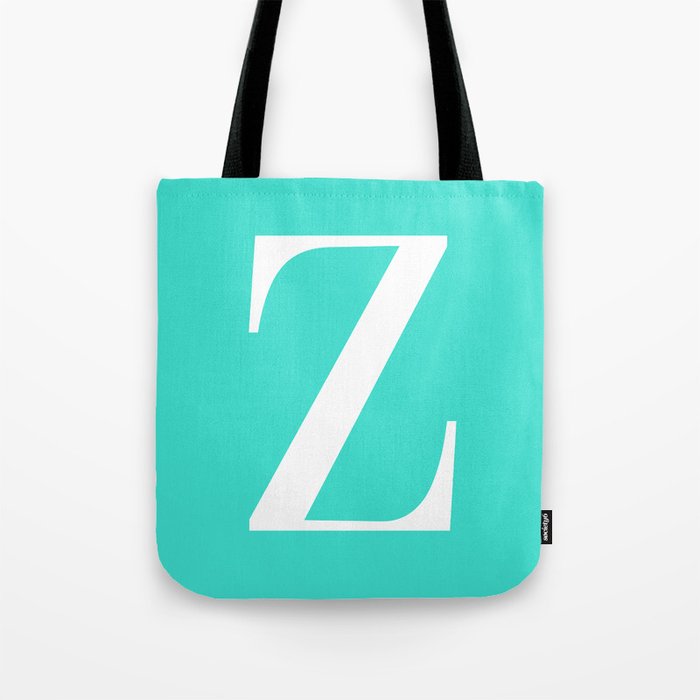 Turquoise and White Monogram Horizontal Tote Bag