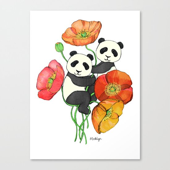Poppies & Pandas Canvas Print