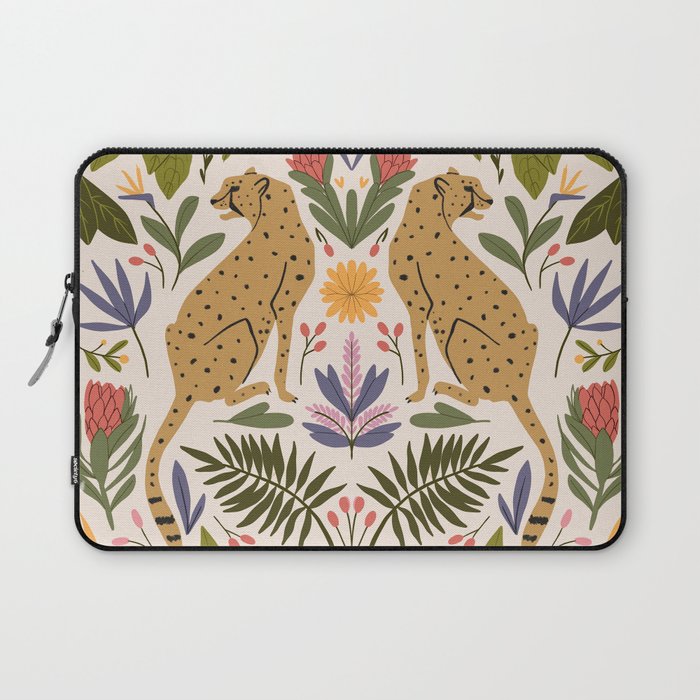 Modern colorful folk style cheetah print  Laptop Sleeve
