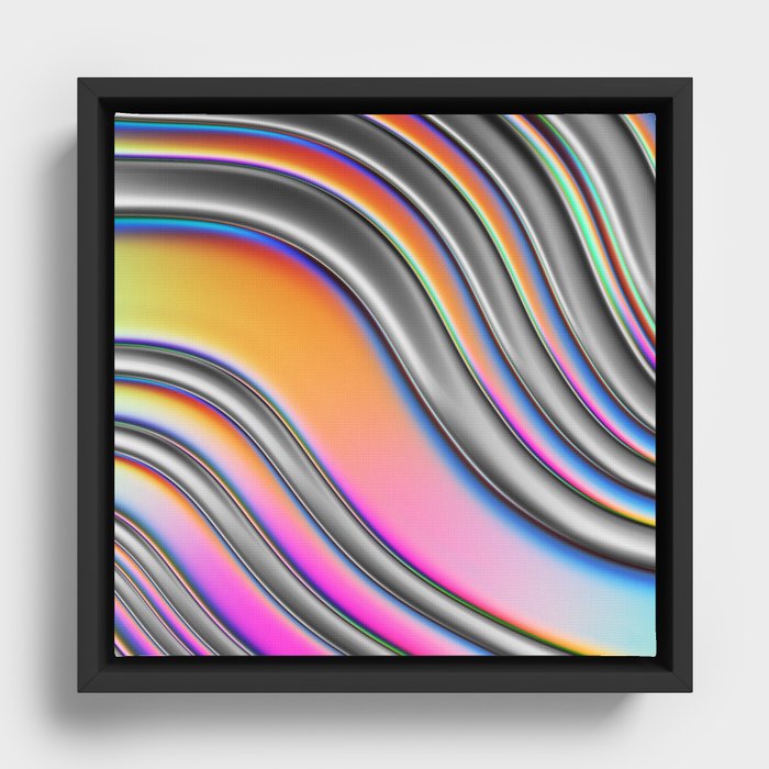 Holographic Abstract Waves - Manhattan Framed Canvas