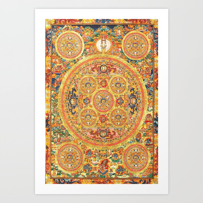 Buddhist Mandala Five Circles 2 Art Print