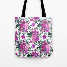 Bohemian pink lavender green watercolor floral  Tote Bag