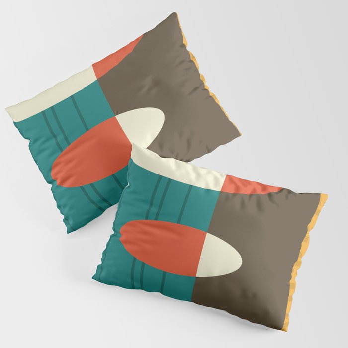 Mid Century Modern Abstract Vinyl Colorful Pillow Sham