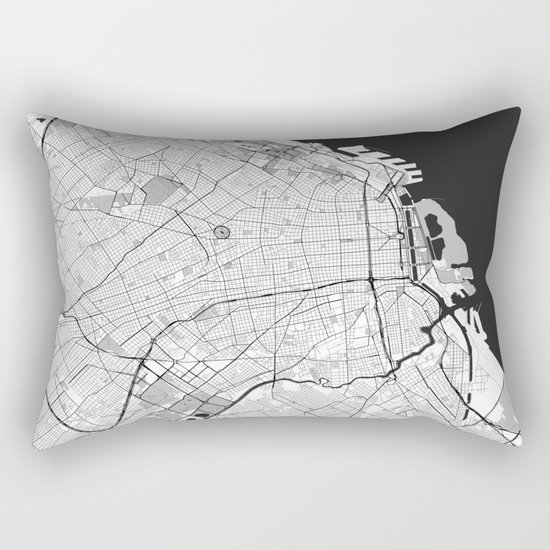 Buenos Aires City Map Gray Rectangular Pillow