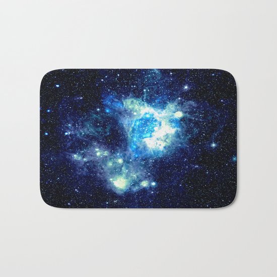 Galaxy NEbula. Teal Turquoise Blue Aqua Bath Mat