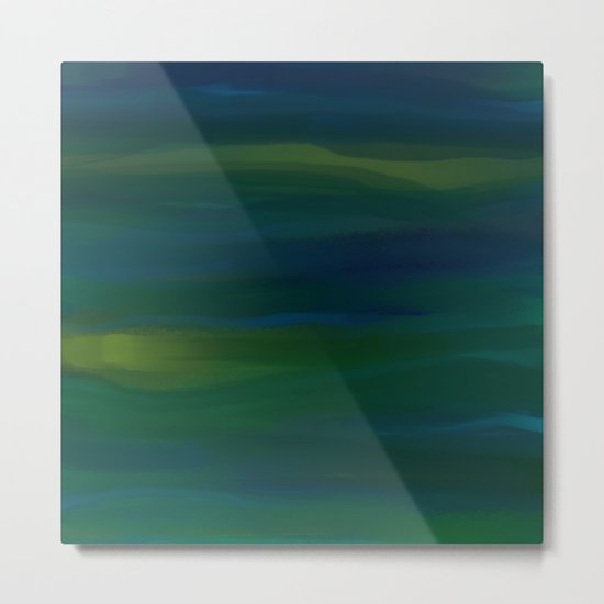 Navy, Peacock Green Abstract Metal Print