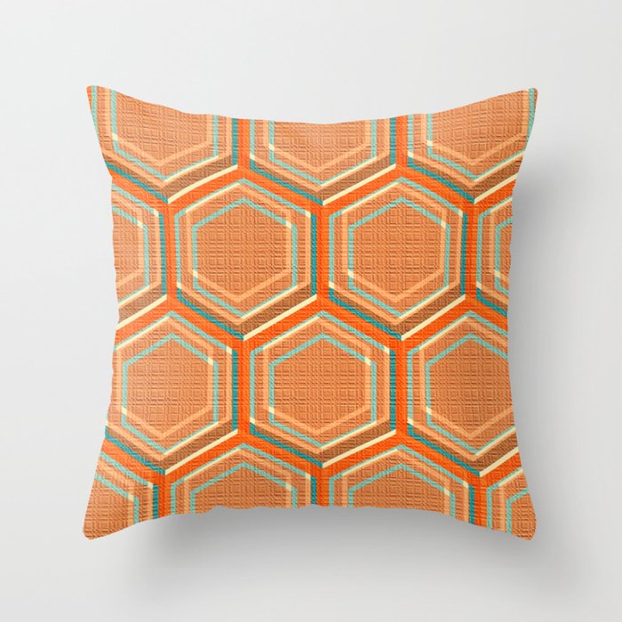 Art Deco II - Orange Turquoise Red Throw Pillow