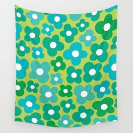 Lime Flower Power Wall Tapestry