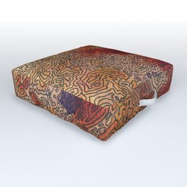 The Mojave Outdoor Floor Cushion | Map, Watercolor, Earth, Ink, Design, Mixed Media, Color, Mojave, Handmade, Red 