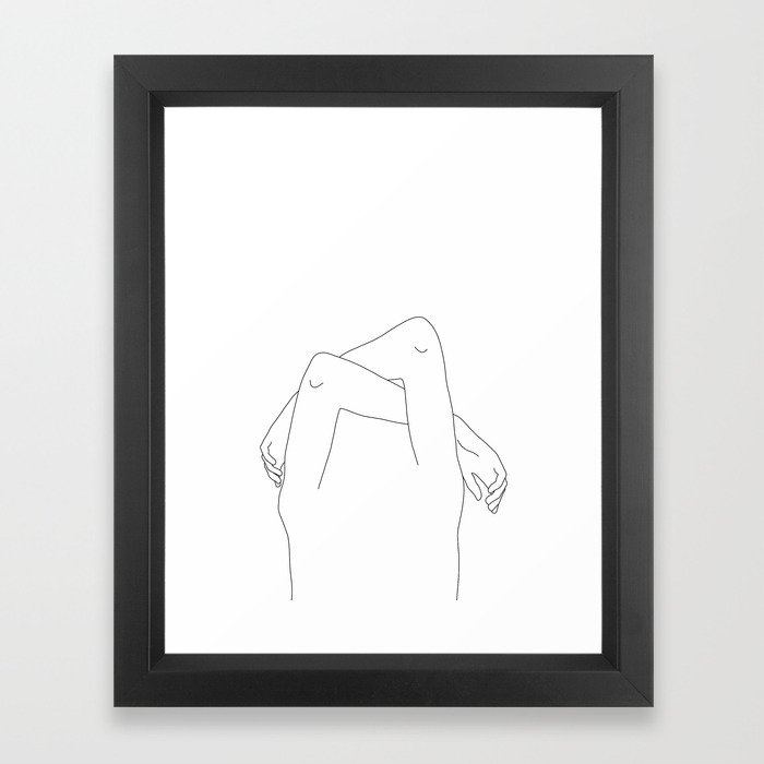 Arms and hands minimal line drawing illustration - Dane Framed Art Print