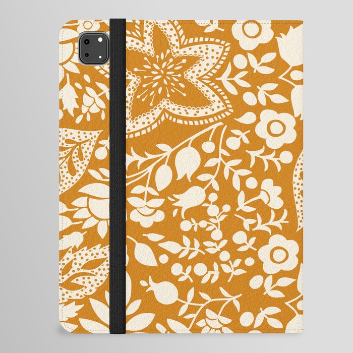 Blossoms and leaves solid mustard iPad Folio Case