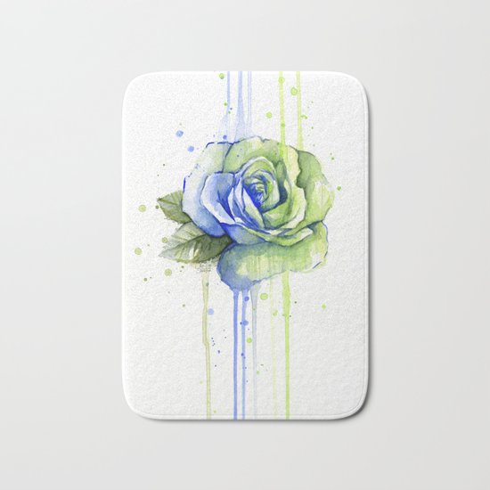 Flower Rose Watercolor Painting 12th Man Art Bath Mat