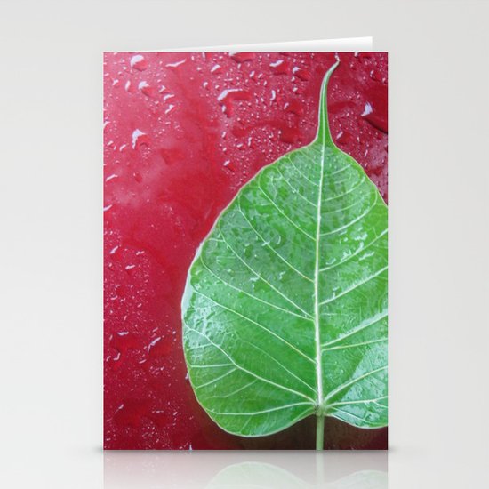 Leaf on red Stationery Cards