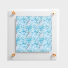 Blue Palm Leaves Batik Pattern Floating Acrylic Print