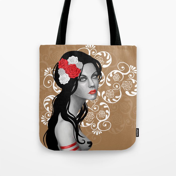 Goth Girl with Flowers in her Hair Tote Bag