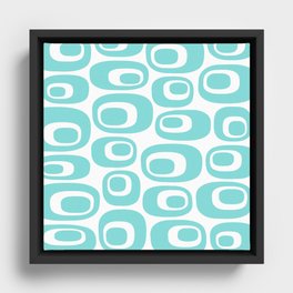 Retro Mid Century Modern Atomic Pattern 544 Aqua Framed Canvas