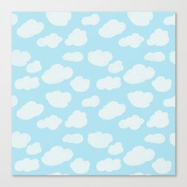Happy Clouds - Blue and White, Sky Pattern Canvas Print
