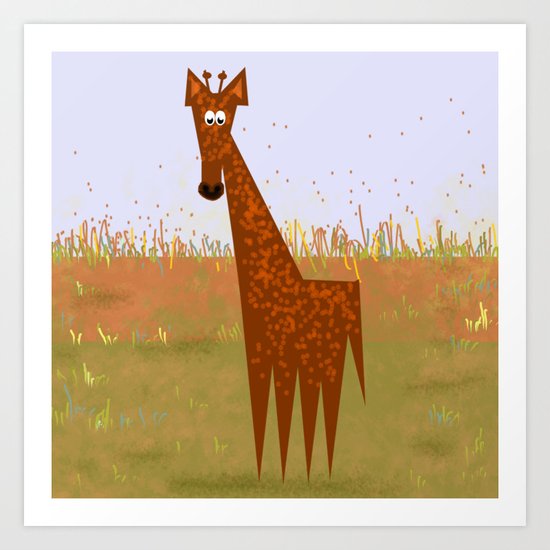 Giraffe on the savannahs Art Print