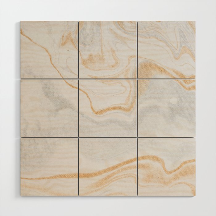 White & Gold Marble  Wood Wall Art