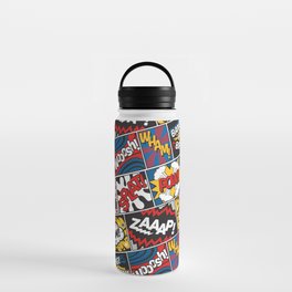 Modern Comic Book Superhero Pattern Color Colour Cartoon Lichtenstein Pop Art Water Bottle