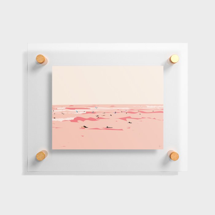 Sunset Tiny Surfers in Lima Floating Acrylic Print
