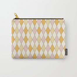 Harlequin Diamond Argyle Spring Pattern - Pink orange yellow white hand drawn Carry-All Pouch