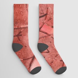 Red Leaf Pattern Socks