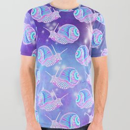 Psychedelic Galaxy Snail All Over Graphic Tee