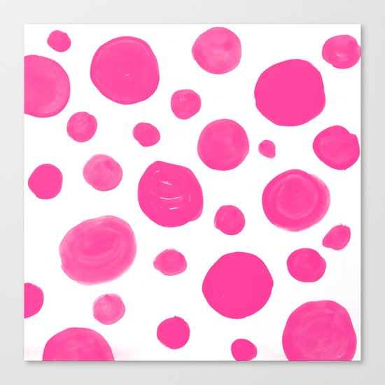 Pink handdrawn dots - Polkadot pattern on white on #Society6 Canvas Print