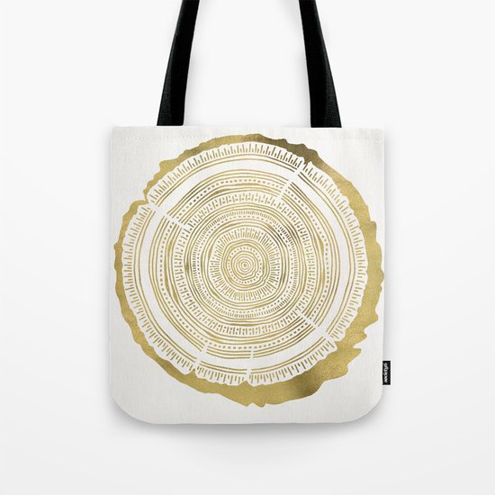 Douglas Fir – Gold Tree Rings Tote Bag