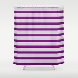 [ Thumbnail: Light Slate Gray, Purple, and Light Gray Colored Lined Pattern Shower Curtain ]