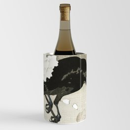 Raven on Cherry tree - Japanese vintage woodblock print Wine Chiller