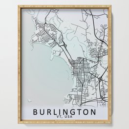 Burlington VT USA White City Map Serving Tray