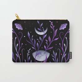 Phase & Grow - Purple Carry-All Pouch | Luna, Moonshine, Nature, Botany, Wicca, Magical, Black, Moonlit, Moonphase, Whimsical 