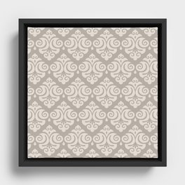 Victorian Gothic Pattern 524 Beige and Linen White Framed Canvas