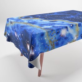 Neon marble space #4: blue, gold, stars Tablecloth