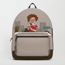 Sixties Secretary on the Telephone Backpack | Drawing, Girlswithglasses, Sexy, Classic, Paper, Illustration, Vintage, Secretary, Paperwork, Sixties 