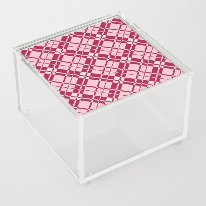 Red and pink gingham checked Acrylic Box