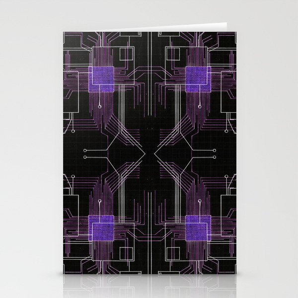 Circuit board purple repeat Stationery Cards