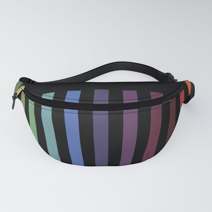 Black & Rainbow Vertical Stripes Fanny Pack