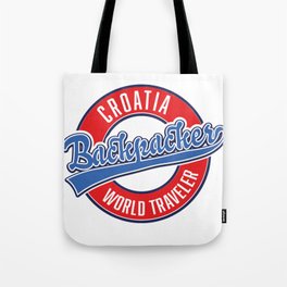 Croatia backpacker world traveler vintage style logo. Tote Bag