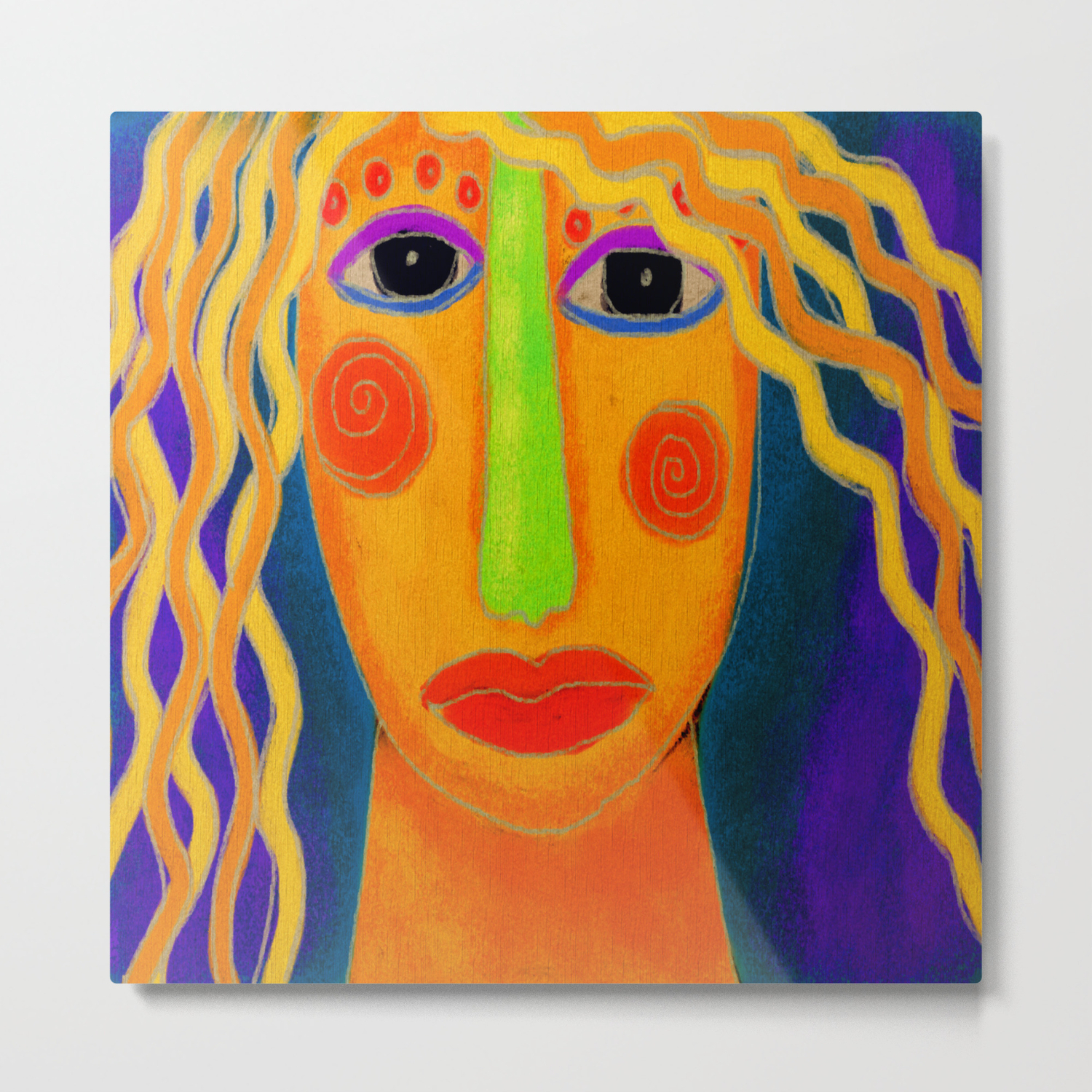 Blonde Abstract Digital Portrait Of A Woman Metal Print By