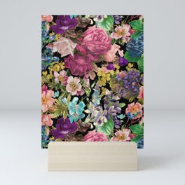 Stunning Floral garden black background  Mini Art Print