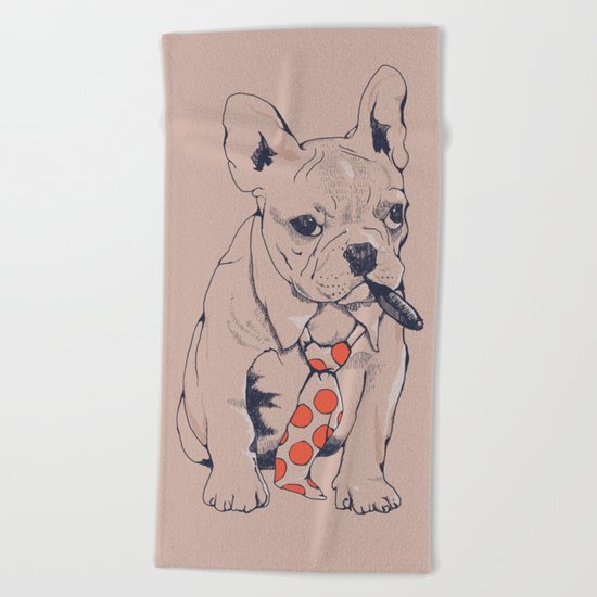 FRENCH BULLDOG BOSS Beach Towel