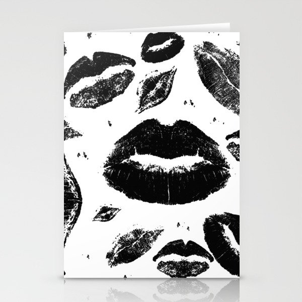 Kisses All Over (Black & White) Stationery Cards