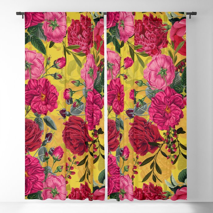Vintage & Shabby Chic - Summer Tropical Roses Flower Garden Blackout Curtain