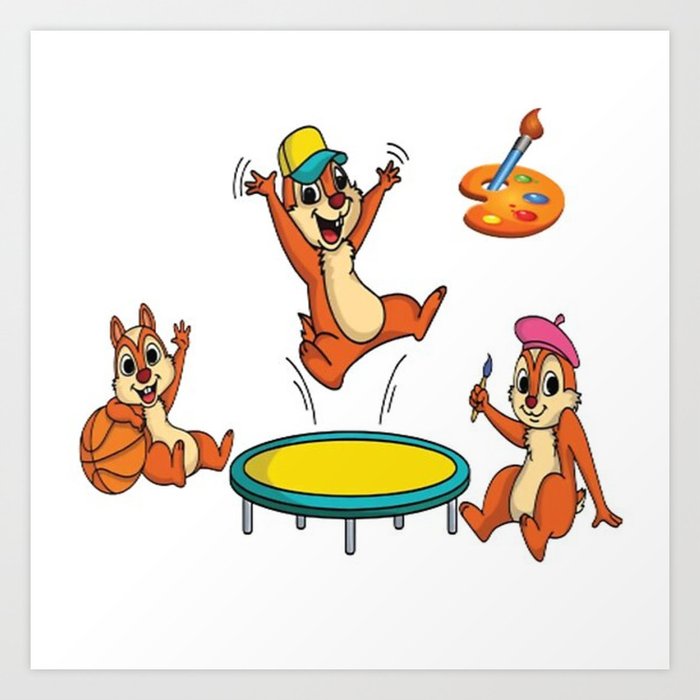 Happy Squirrels  Art Print