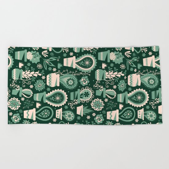 Paisley succulents Beach Towel