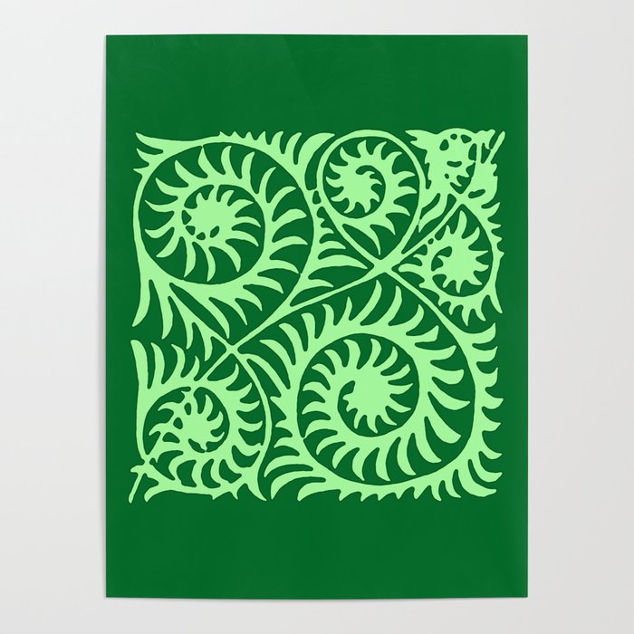 William de Morgan Abstract Fern, Emerald Green Poster